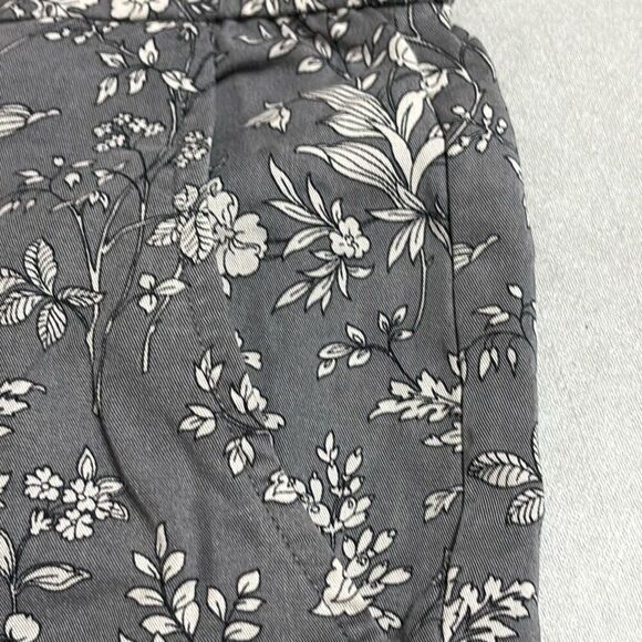Gap Gray Floral Pull On Elastic Waist High Rise Cropped Pants Large Pockets - Picture 5 of 10